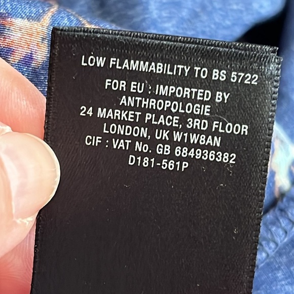 Anthropologie Larke Loretta Ruffled blue motif high low Petite Dress size 2P - Picture 6 of 16